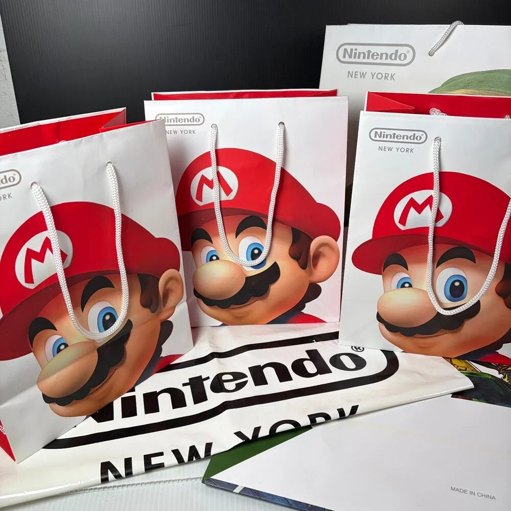Nintendo New York Gift Bag Lot Mario Link Zelda Plastic Paper